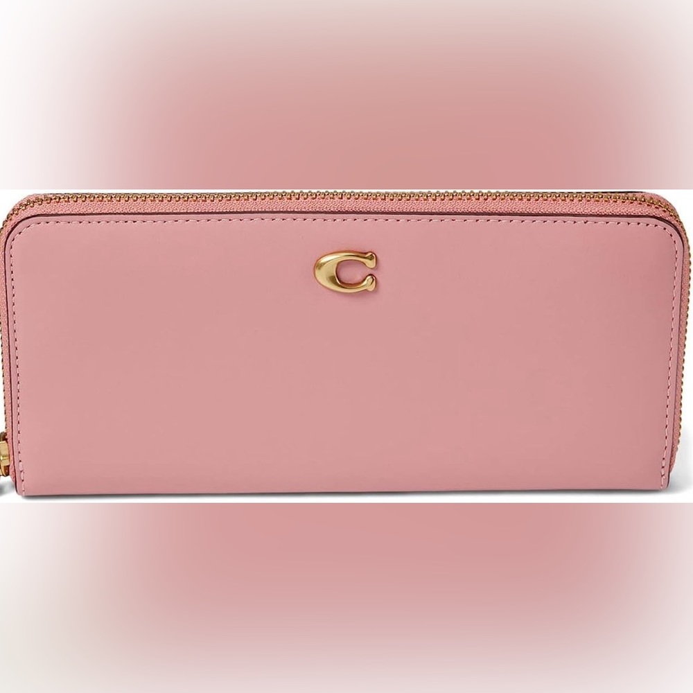 Coach Leather Continental Wallet Wristlet Bubblegum